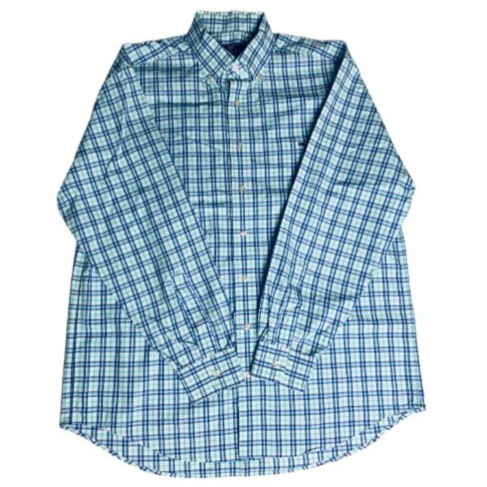 Vineyard Vines Classic Fit Tucker Shirt Men’s Large Blue Green Plaid Button Down